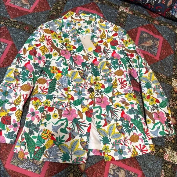 NWT Boden Thea Tailored Linen Blazer Multi, Exotic Paradise, 8P - Picture 7 of 16